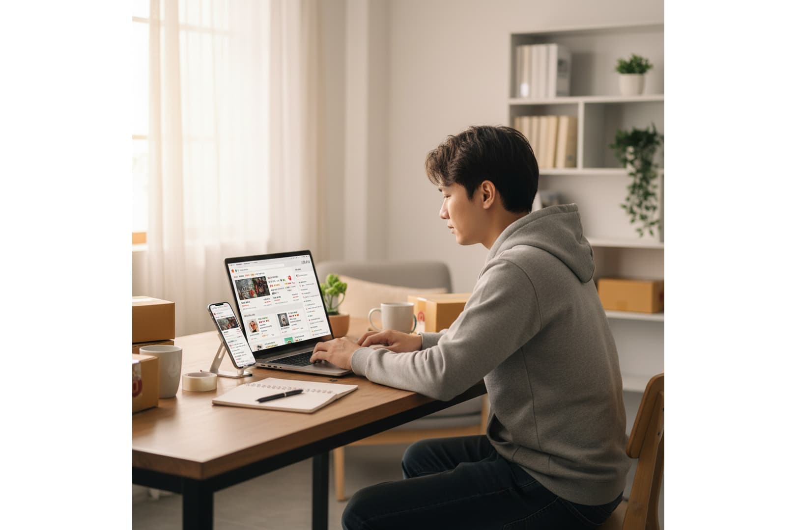 Ảnh: người bán hàng online làm việc tại nhà